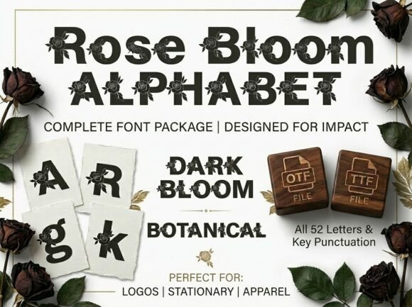 Rose Bloom: Where Modern Typography Meets Botanical Art